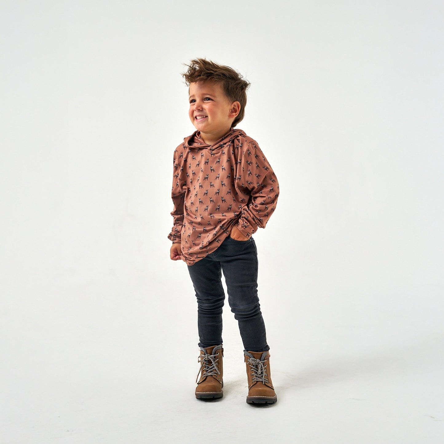 Youth Performance Hoodie - Whitetail Deer - Brown