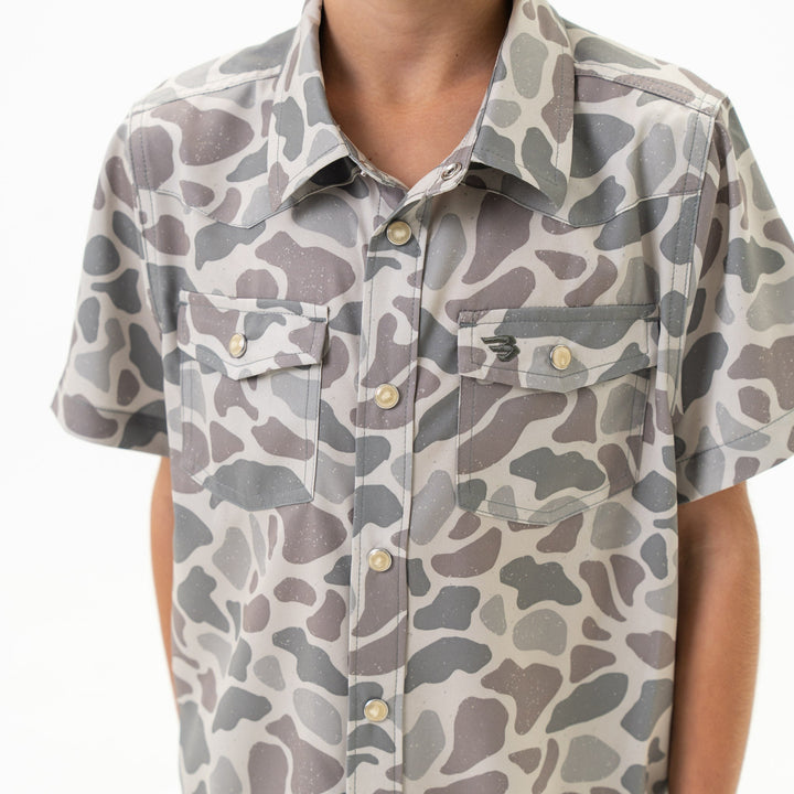 Youth Performance Western  Shirt - Classic Deer Camo