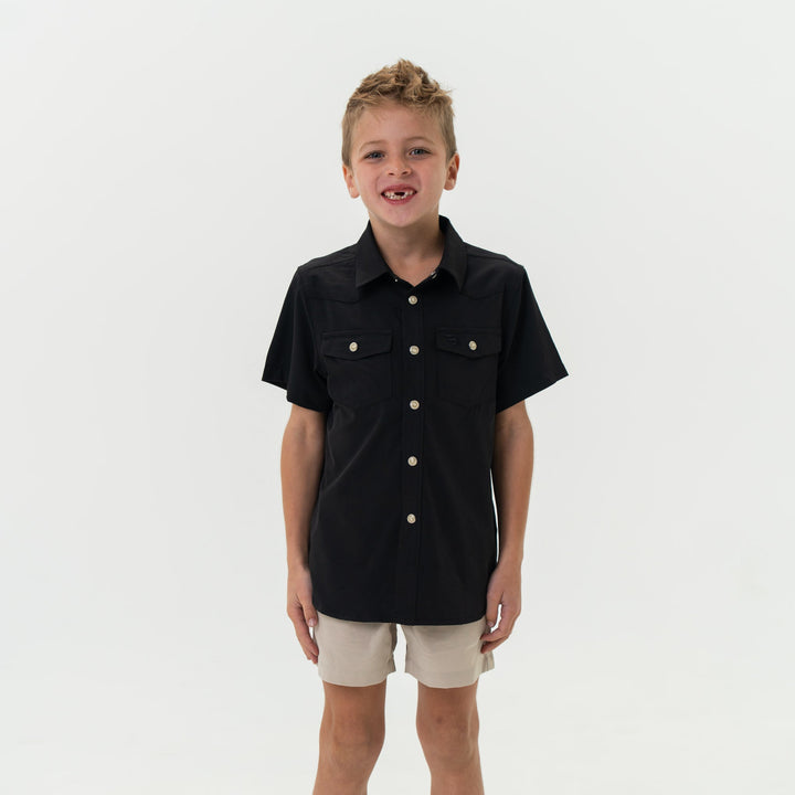Youth Performance Western  Shirt -Black