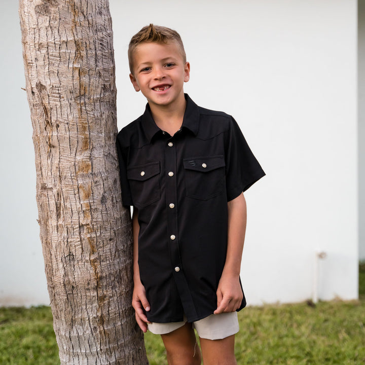 Youth Performance Western  Shirt -Black