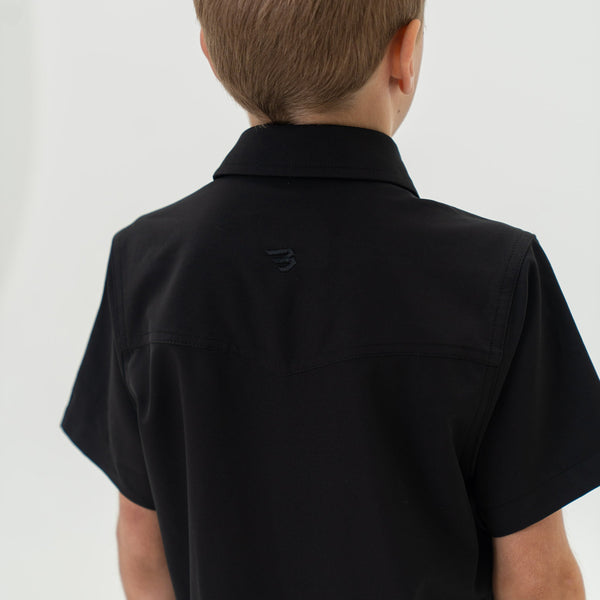 Youth Performance Western  Shirt -Black
