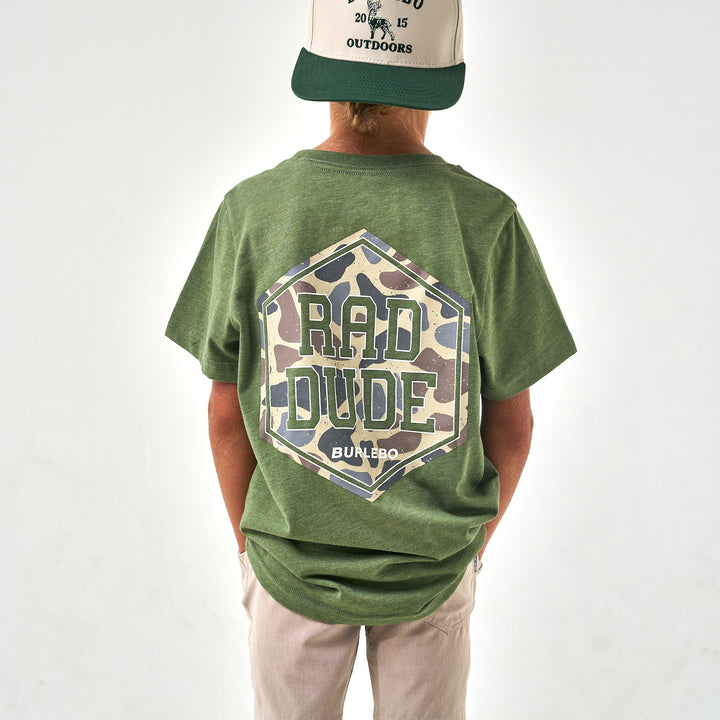 Youth Tee - Rad Dude - Heather Olive