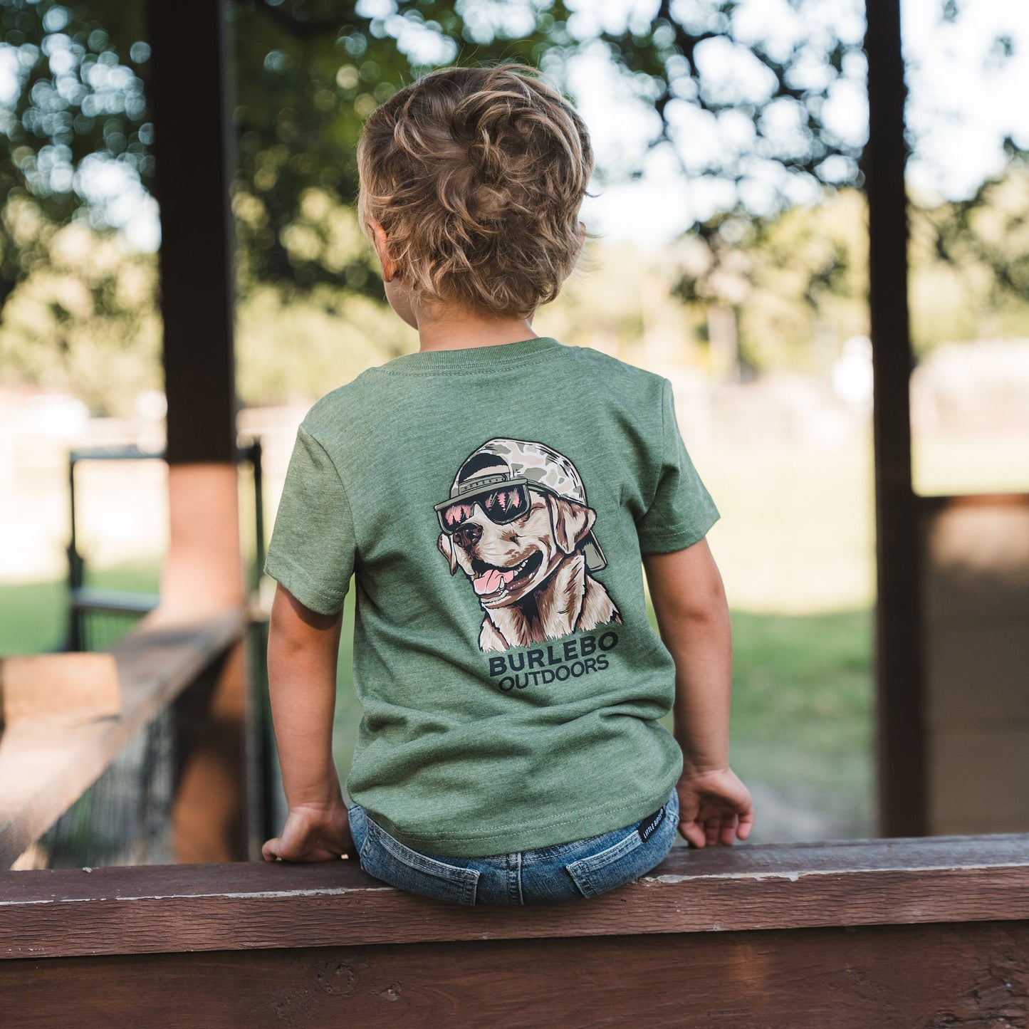 Youth Tee - Mallard Camo Dog - Heather Olive