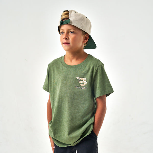 Youth Tee - Mallard Camo Dog - Heather Olive