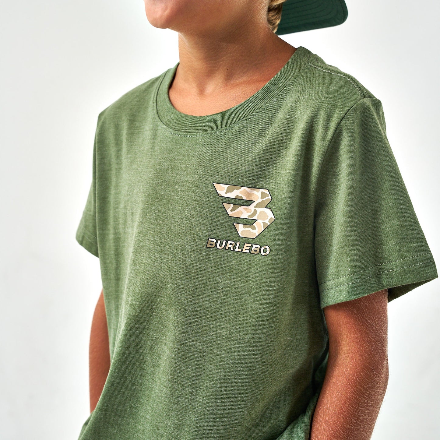 Youth Tee - Mallard Camo Dog - Heather Olive