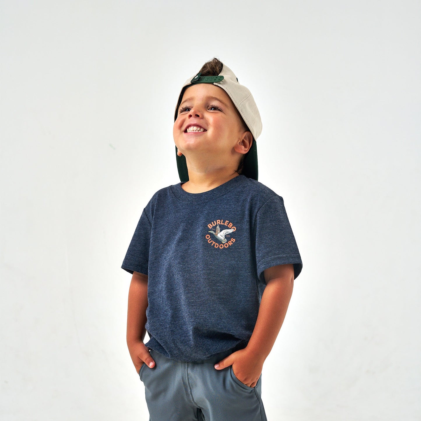 Youth Tee - Old School Duck Hunt - Heather Navy