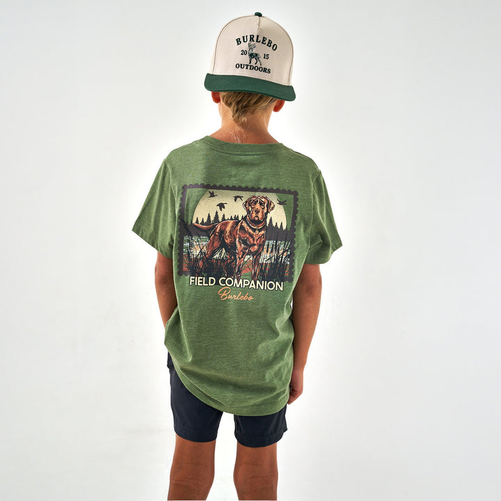 Youth Tee - Duck Dog Stamp - Heather Olive