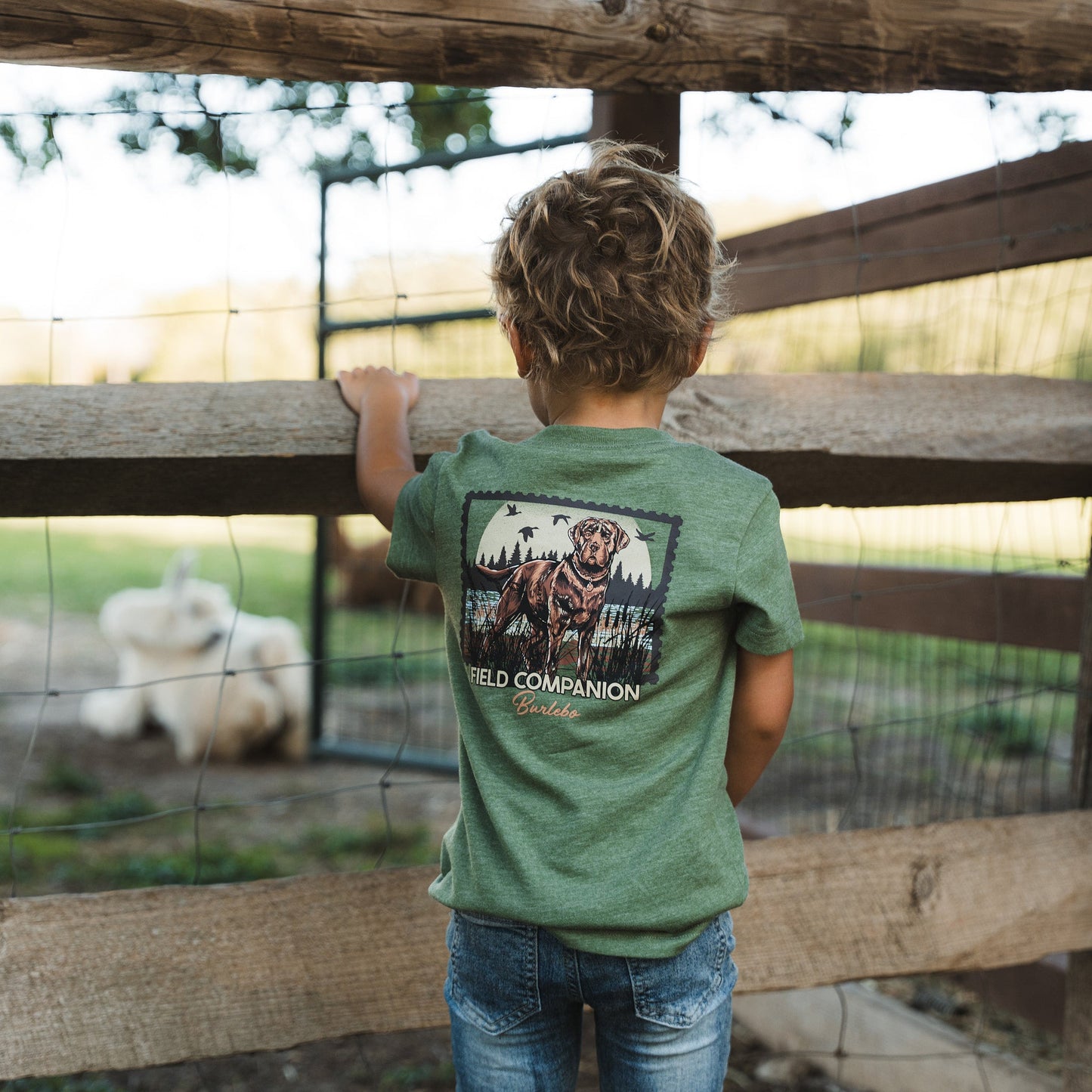 Youth Tee - Duck Dog Stamp - Heather Olive