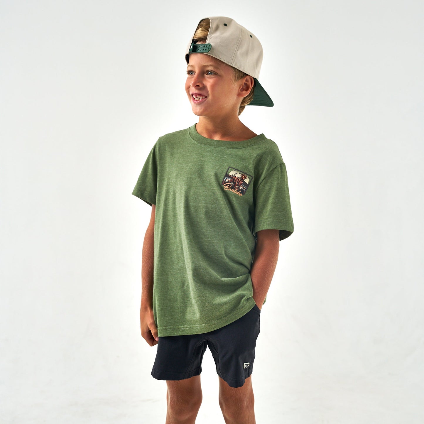 Youth Tee - Duck Dog Stamp - Heather Olive