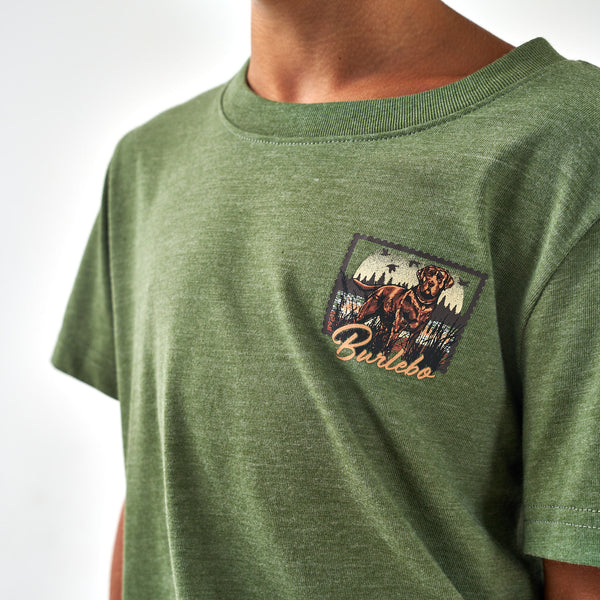 Youth Tee - Duck Dog Stamp - Heather Olive