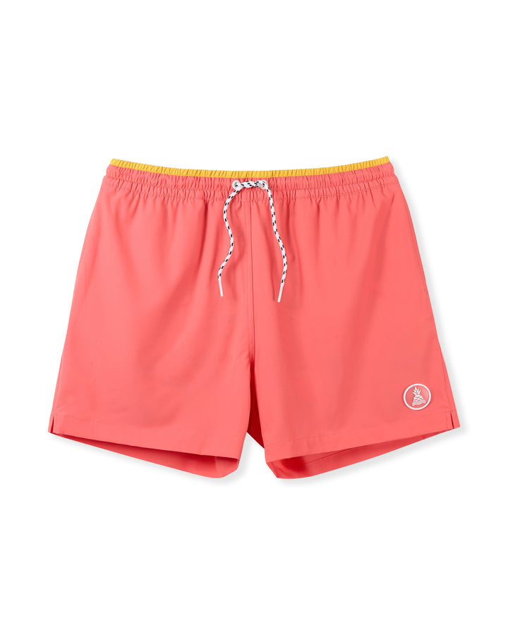 The Peach Perfects Classic Lined Swim Trunk - Coral