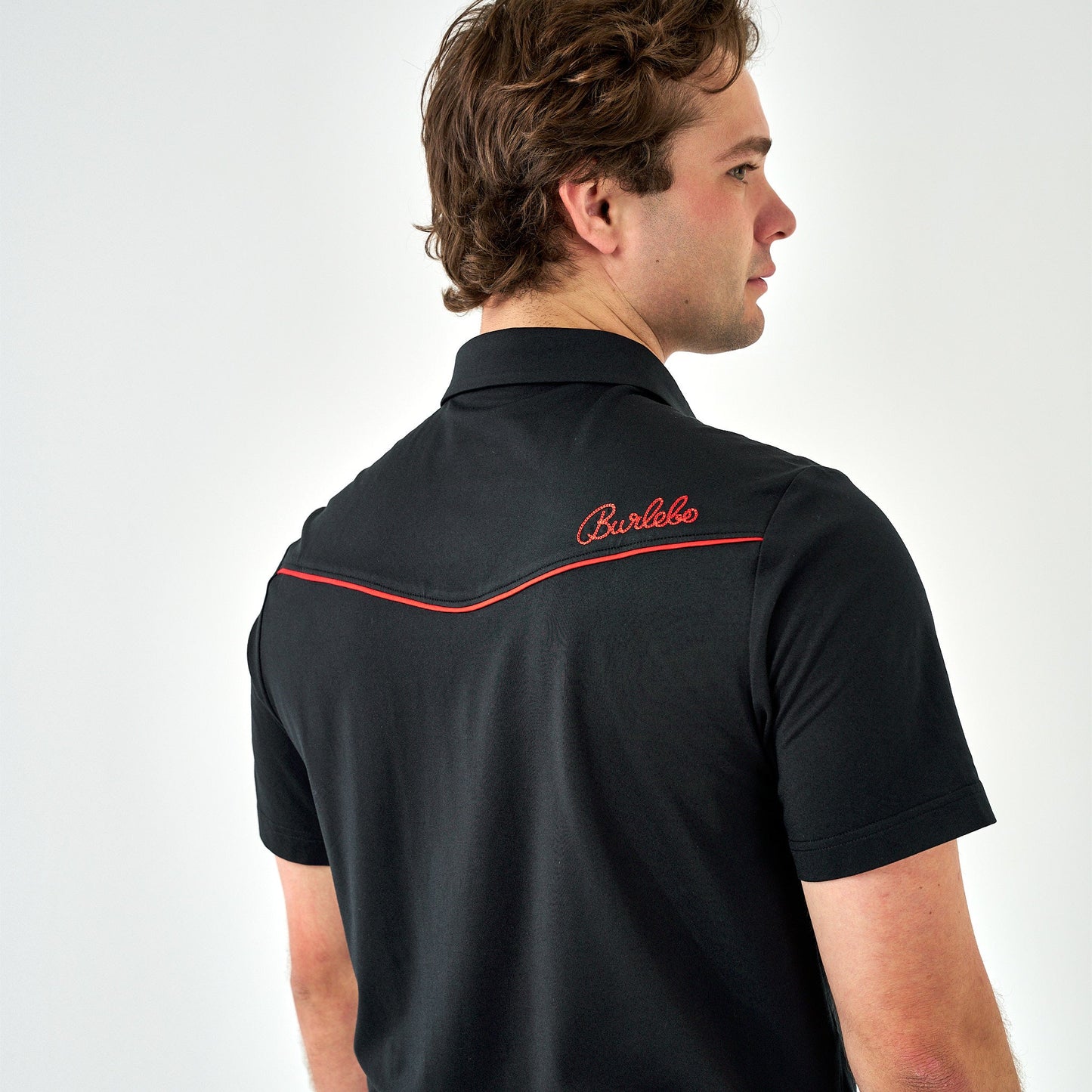 Pearl Snap Performance Polo - Black & Red