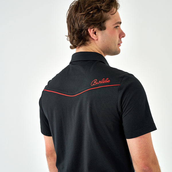 Pearl Snap Performance Polo - Black & Red