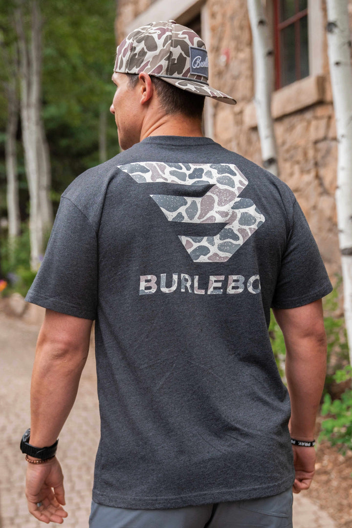SS Tee - Flying B Deer Camo - Heather Black