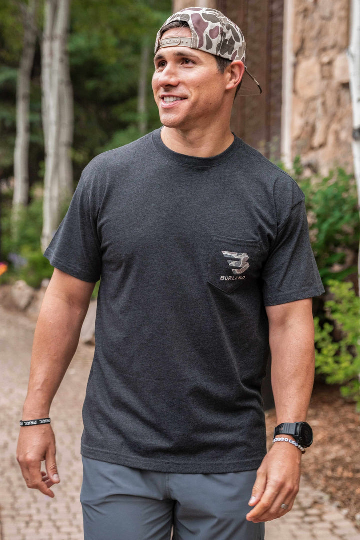 SS Tee - Flying B Deer Camo - Heather Black