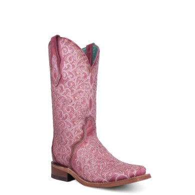 Pink Glitter Overlay Western Boot