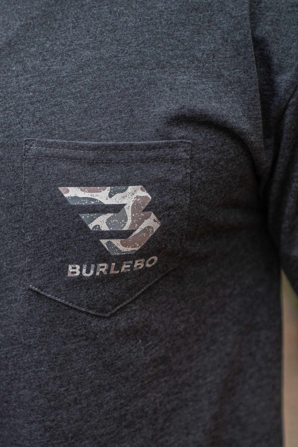 SS Tee - Flying B Deer Camo - Heather Black