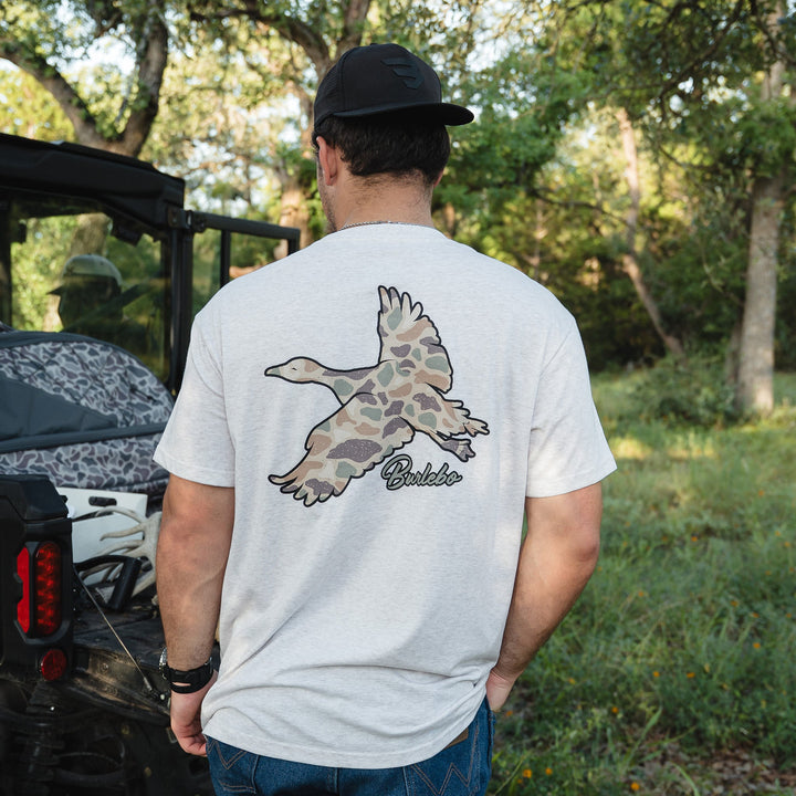 SS Tee - Flying Pintail Camo Duck - Heather Oatmeal