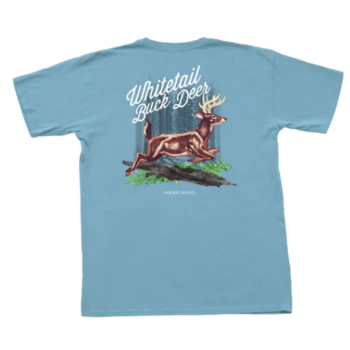 Whitetail Buck Deer Short Sleeve- Aquafoam