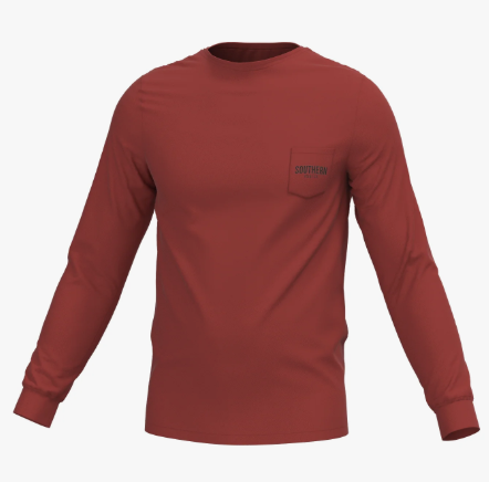 Youth Greyton Badge Long Sleeve Pocket Tee - Chili Oil