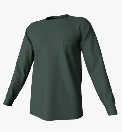 Youth Greyton Detail Long Sleeve Pocket Tee - Duck Green