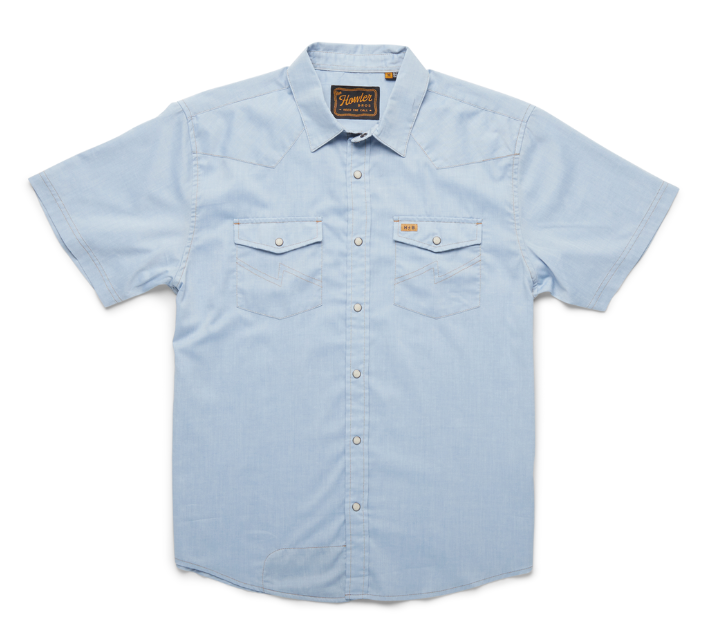 H Bar B Snapshirt- Faded Blue Oxford