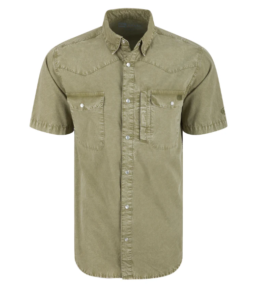 Cinco Ranch Western Acid Wash Solid Shirt SS