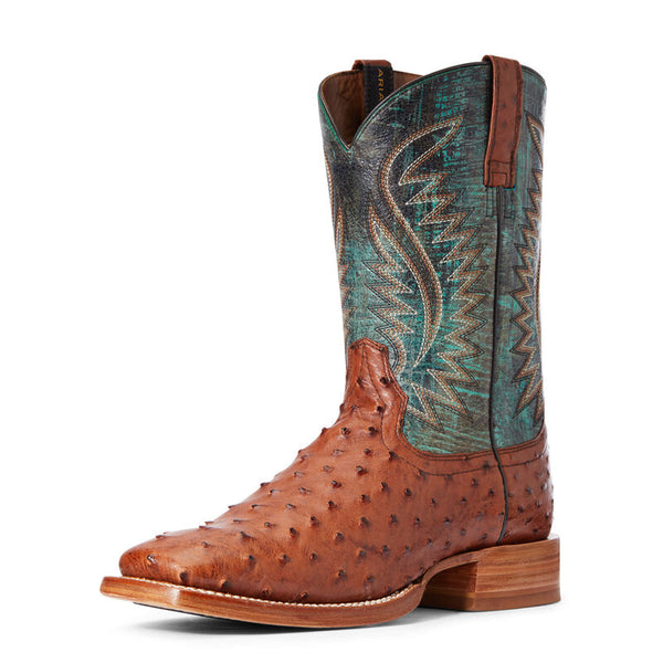 Gallup Western Boot - Brandy Full Quill Ostrich