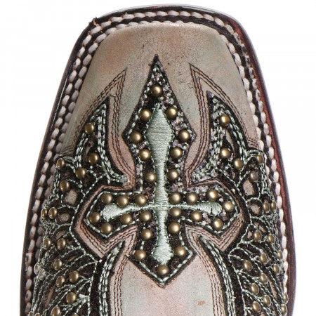 Corral Ladies Turquoise Cross & Wings Overlay & Studs Boots