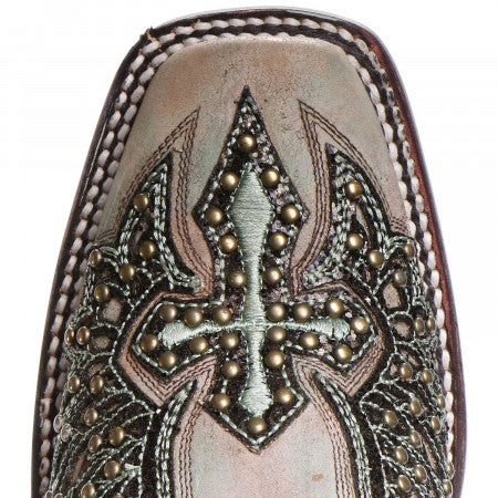 Corral women's cross and wing sequin inlay hot sale square toe western boots