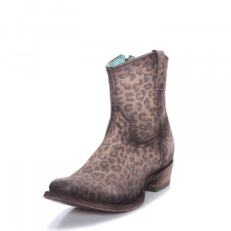 Corral Womens Suede Leopard Print Ankle Boots