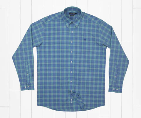 Calabash Performance Dress Shirt - Mint & French Blue