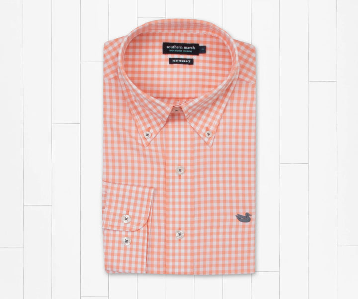 Brentwood Gingham Performance Shirt - Peach