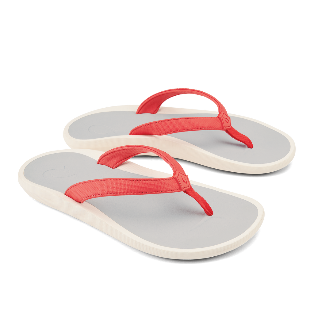 Pī‘oe Women’s Beach Sandals Hot Coral / Mist Grey