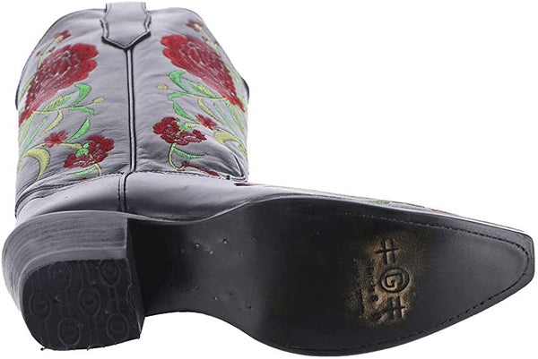 Black Flower Embroidery Women's Boot