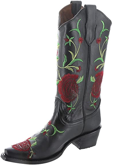 Black Flower Embroidery Women's Boot