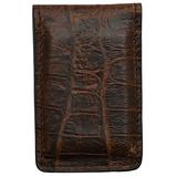 3D Men's Leather Cognac Croc Brown Money Clip Wallet