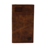 Ariat Men's Brown USA Flag Leather Rodeo Style Wallet