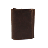 3D Men's Brown Leather Tri-Fold Wallet