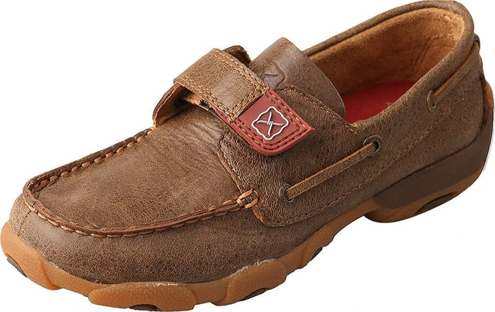 Twisted X Unisex Handcrafted Leather Driving Moc Boat Shoe for Little Kid/Big Kid