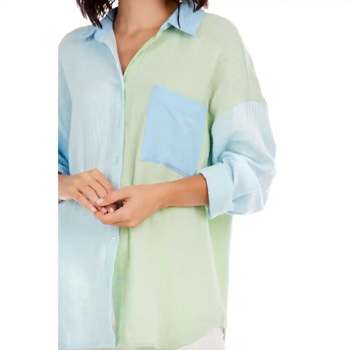 Roslyn Blue Button Down - Blue/Green