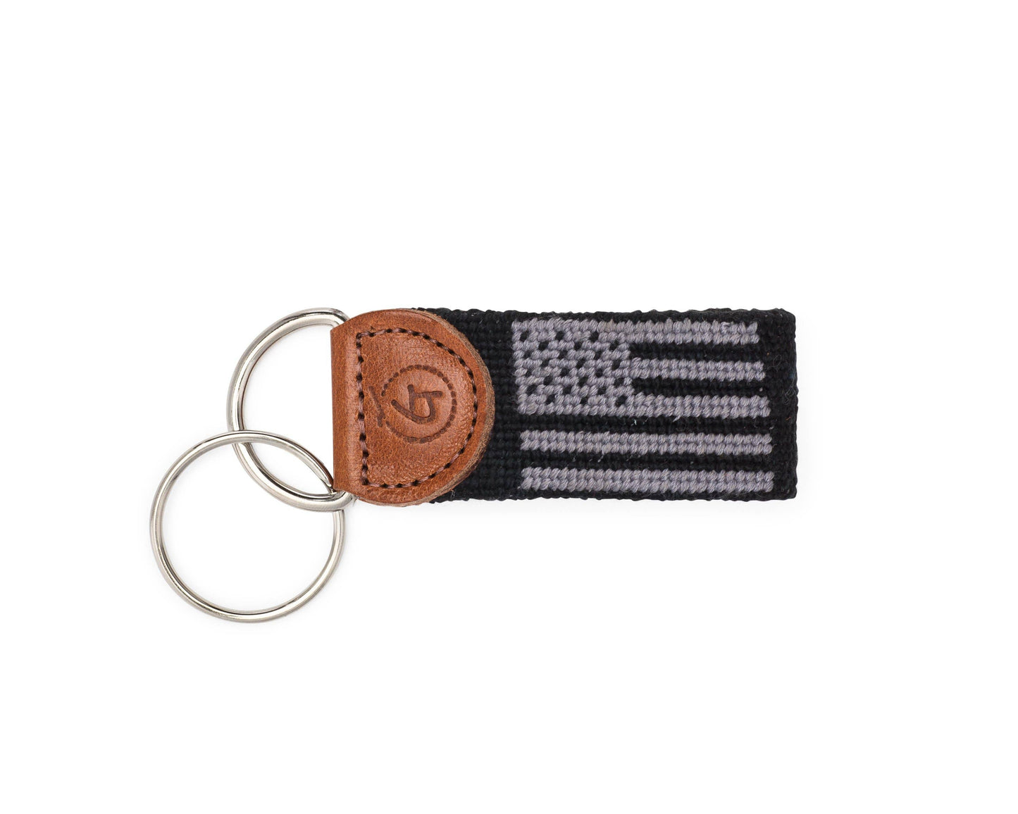 American Flag Needlepoint Keychain - Black