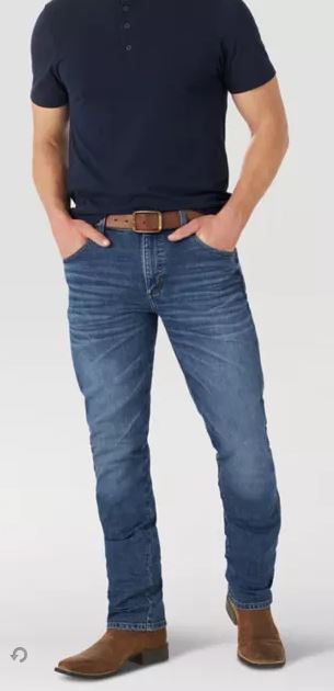 The Wrangler Retro Green Jean: Men's Slim Straight in Harrick