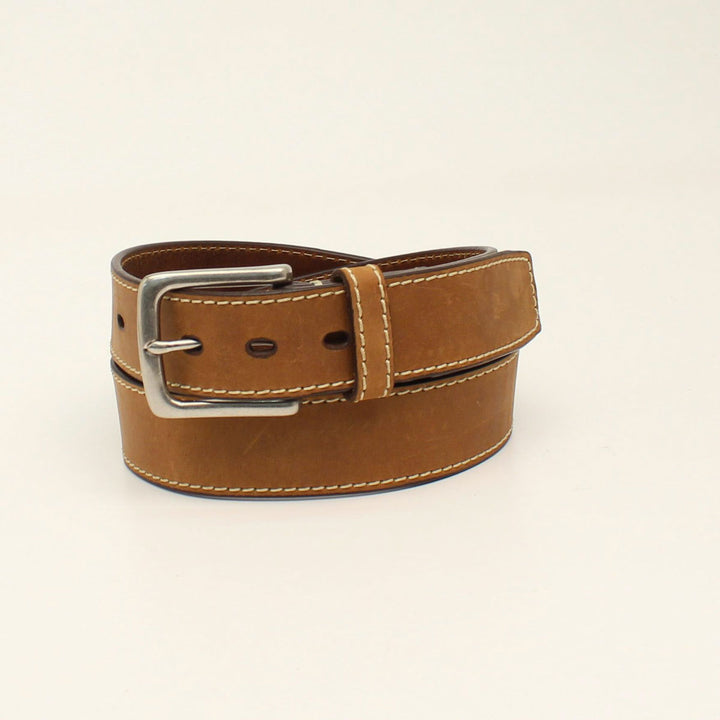Ariat Men's Medium Brown Embossed Logo Leather Belt