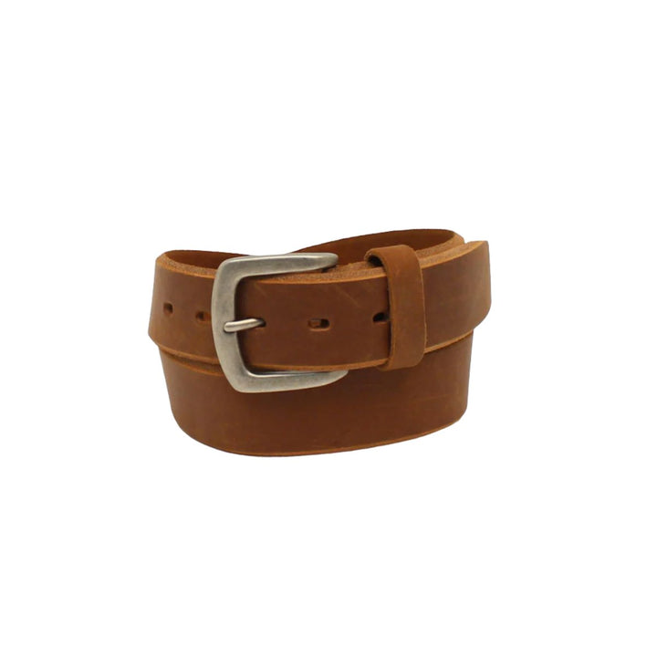 Ariat Men's Beveled Edge Embroidered Logo Brown Leather Belt