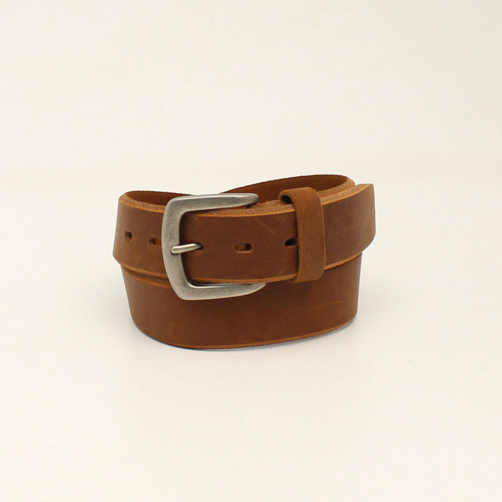 Ariat Men's Beveled Edge Embroidered Logo Brown Leather Belt