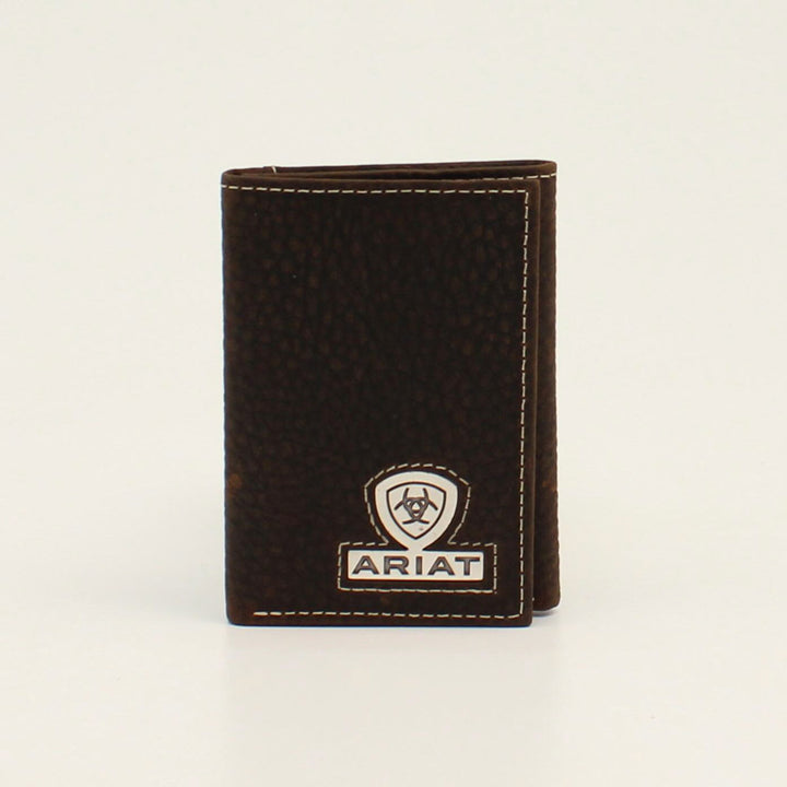 Ariat Mens Brown Logo Concho Tri-Fold Wallet