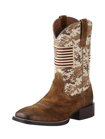 Ariat Black Digital Camo Pull-On Western Boots with Flag Patch Ariat Camouflage Western Boots for Men for Sale - Shop New  main image 2
