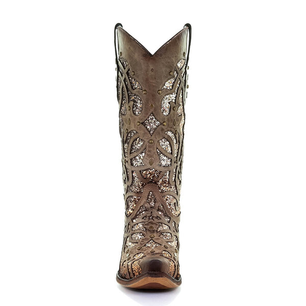 Corral Orix Glittered Inlay and Studs Snip Toe