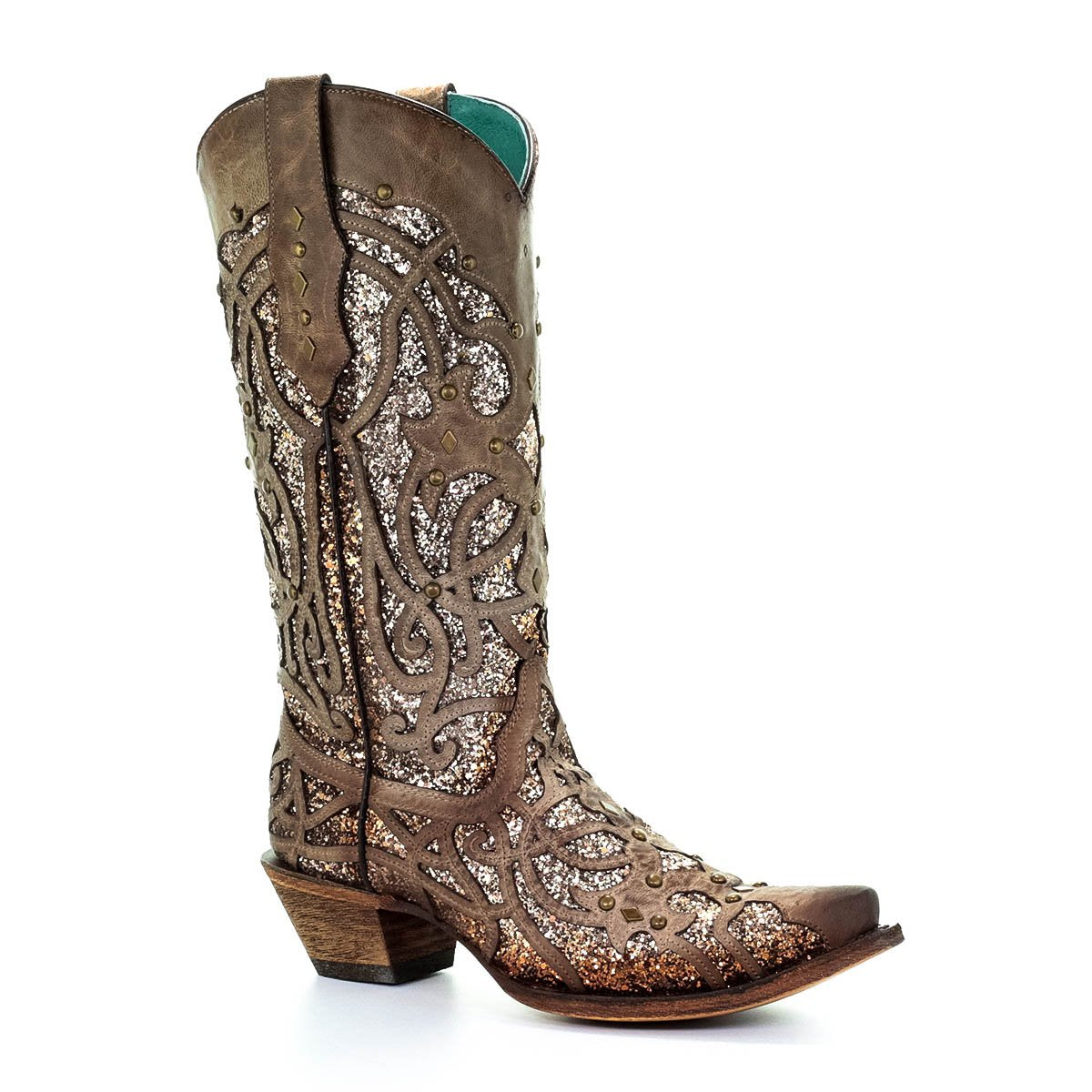 Corral Orix Glittered Inlay and Studs Snip Toe